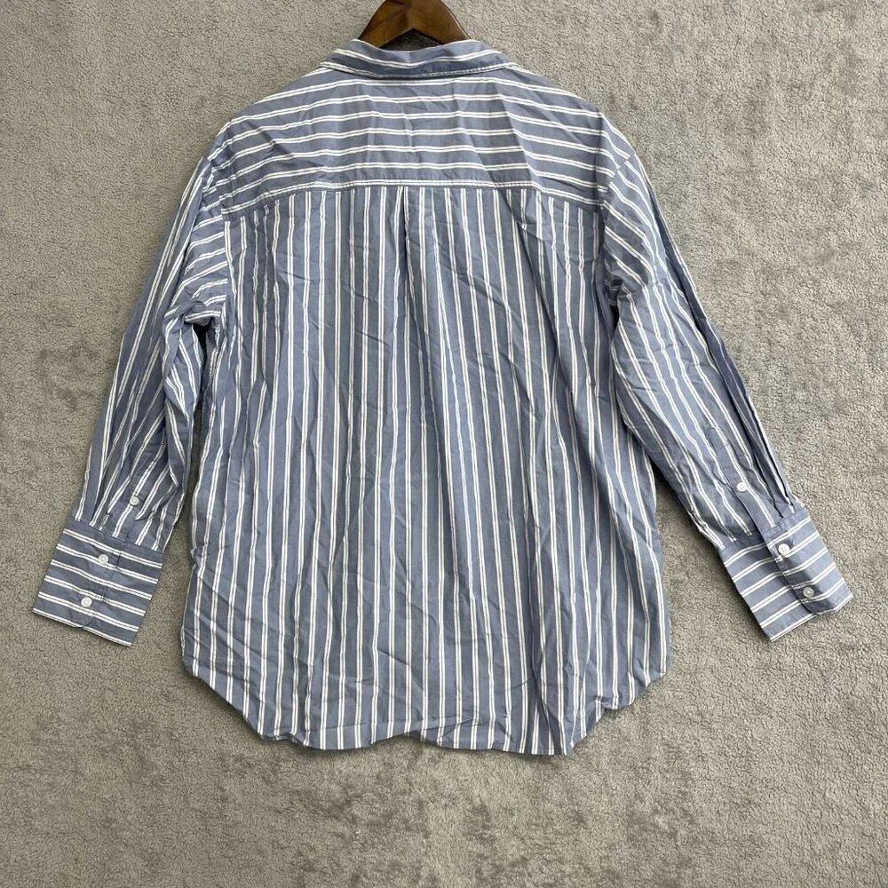 💥   Republic Men's L Blue & White Striped Button-Up Shirt 100% Cotton